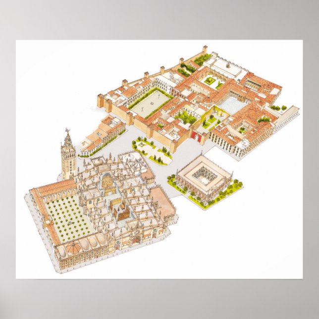 Póster Catedral Reales Alcázares Archivo de Indias. (Frente)