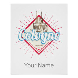 Póster Catedral Retro de la Ciudad de Colonia Alemania