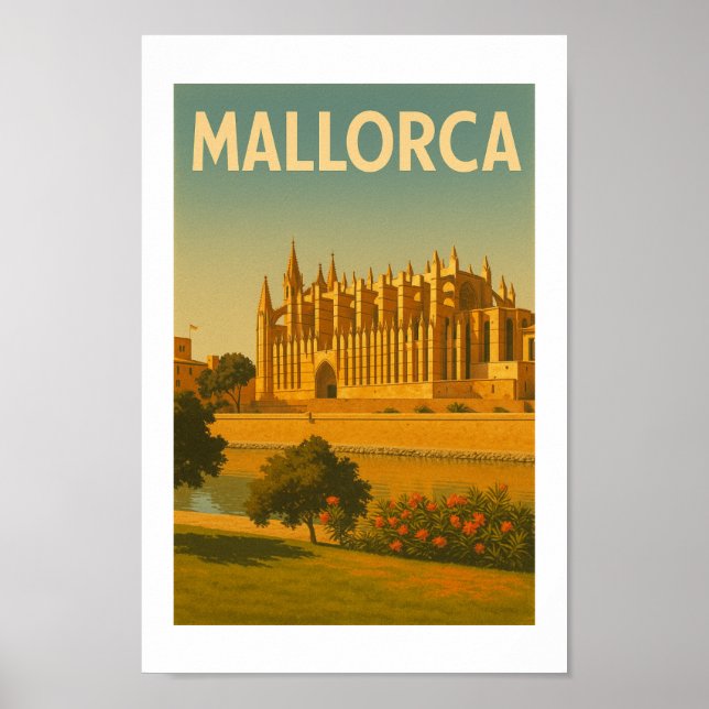Póster Catedral Vintage Retro Mallorca (Frente)