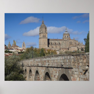 Póster Catedrales de Salamanca, vistas desde Puente Roman