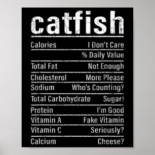 Póster Catfish Facts Funny Fishing Lover Catfish Graph