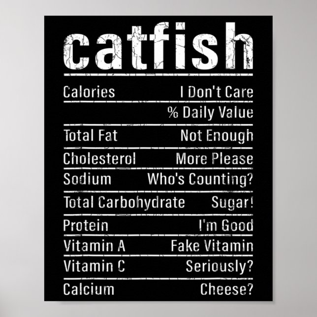 Póster Catfish Facts Funny Fishing Lover Catfish Graph (Frente)