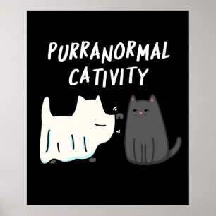 Póster Catividad Purranormal Halloween Cat Pun Dark BG