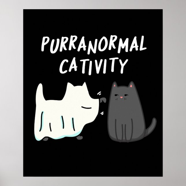 Póster Catividad Purranormal Halloween Cat Pun Dark BG (Frente)