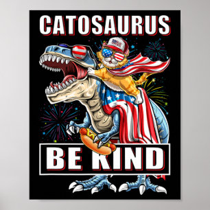 Póster Catosaurus Funny Cat Dinosaur Meowica