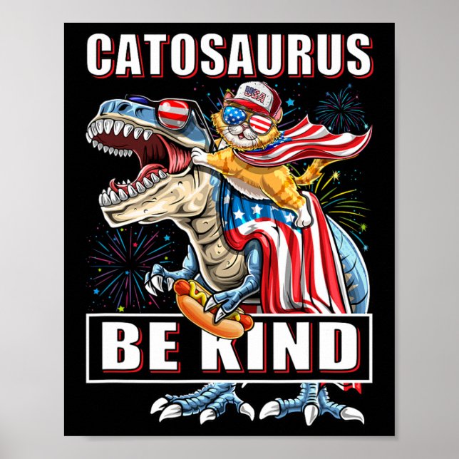 Póster Catosaurus Funny Cat Dinosaur Meowica (Frente)