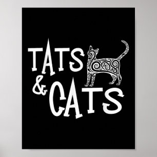 Póster Cats&amp;Tats Shirt - Gracioso Para Tattoo Y Cat L