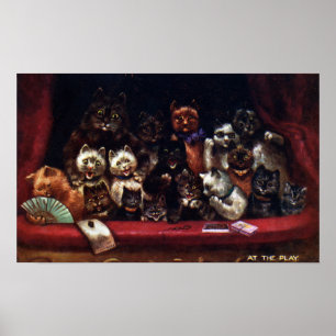 Póster Cats at the Theater for a Play Louis Wain