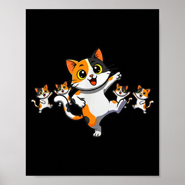 Póster Cats Dancing Funny Cat Lover For Women Kitty Graph (Frente)