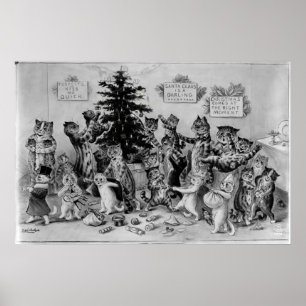 Póster Cats Decorating Christmas Tree Poster