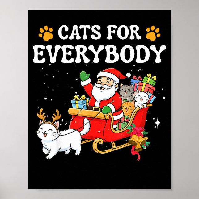 Póster Cats For Everybody Christmas Cat Funny Xmas Women  (Frente)