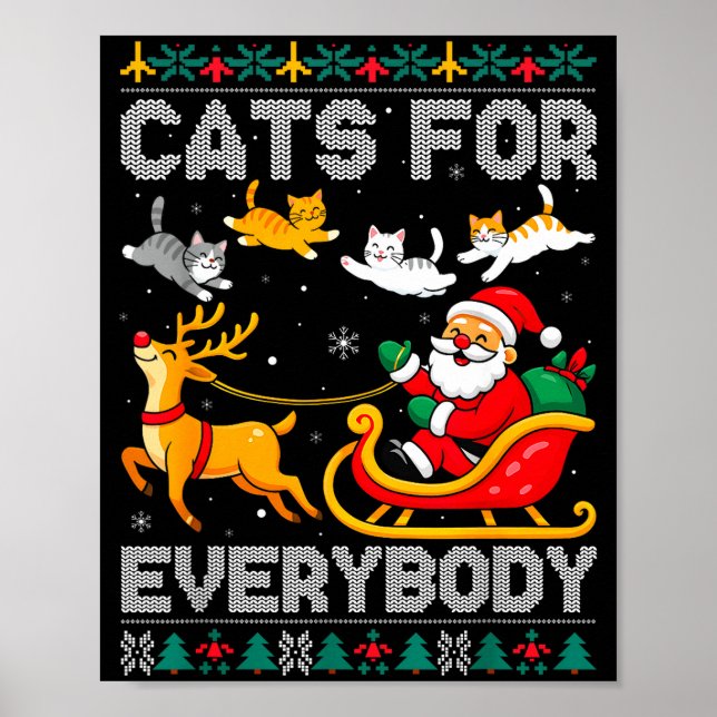 Póster Cats For Everybody Christmas Cat Funny Xmas Women  (Frente)