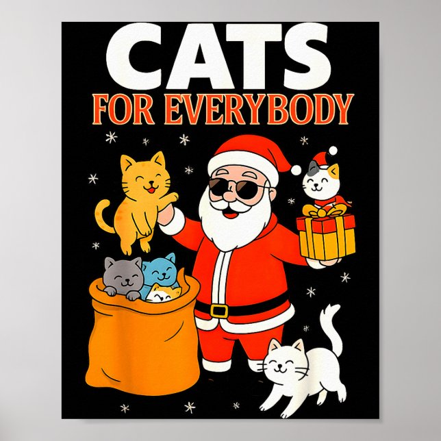 Póster Cats For Everybody Funny Christmas Cat Xmas Santa  (Frente)