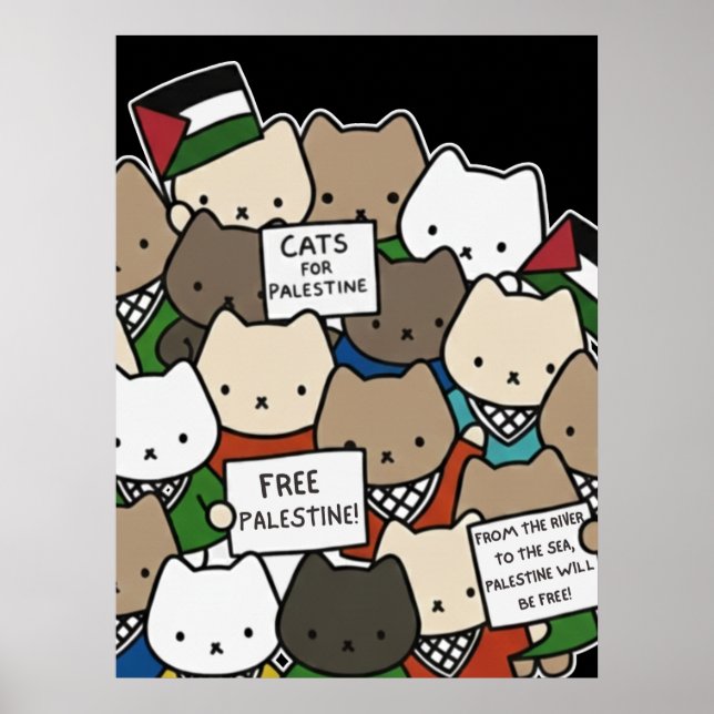 Póster Cats for Palestine – Kawaii Cats for Justice (Frente)