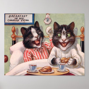 Póster Cats Having Breakfast in Bed