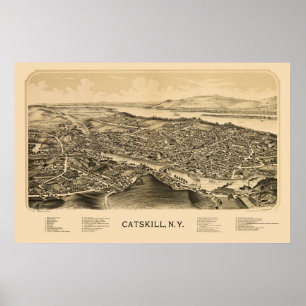 Póster Catskill, Mapa Panorámico NY - 1889