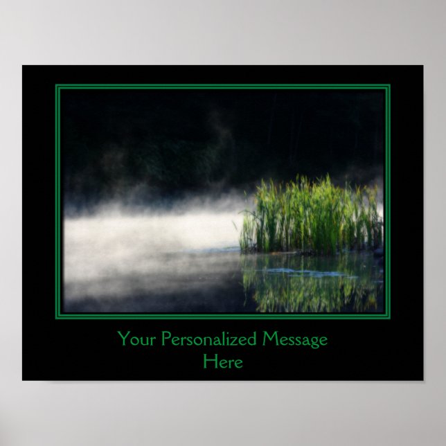 Póster Cattails And Mist On Pond Crea Tu Propia Cita (Frente)