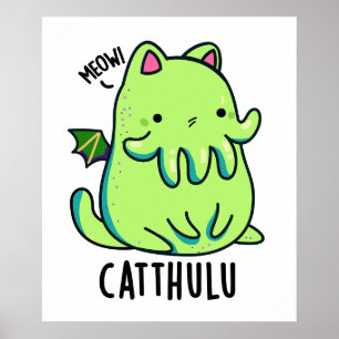 Póster Catthulu Funny Cthulhu Cat Pun