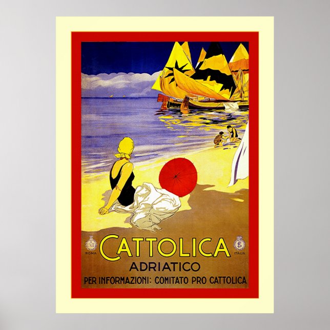 Póster Cattolica Adriatico ~ Viaje italiano de época (Frente)