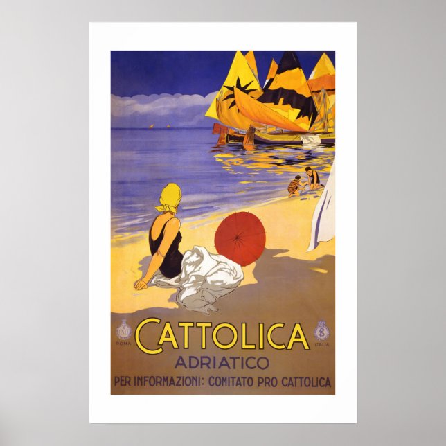 Póster Cattolica Italia Viajes de época (Frente)