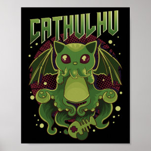 Póster Catulhu Kawaii Cat Cthulhu