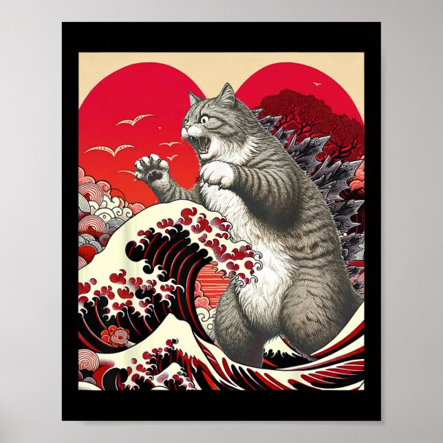 Póster Catzilla Cat Valentine Regalo de gato divertido de (Frente)