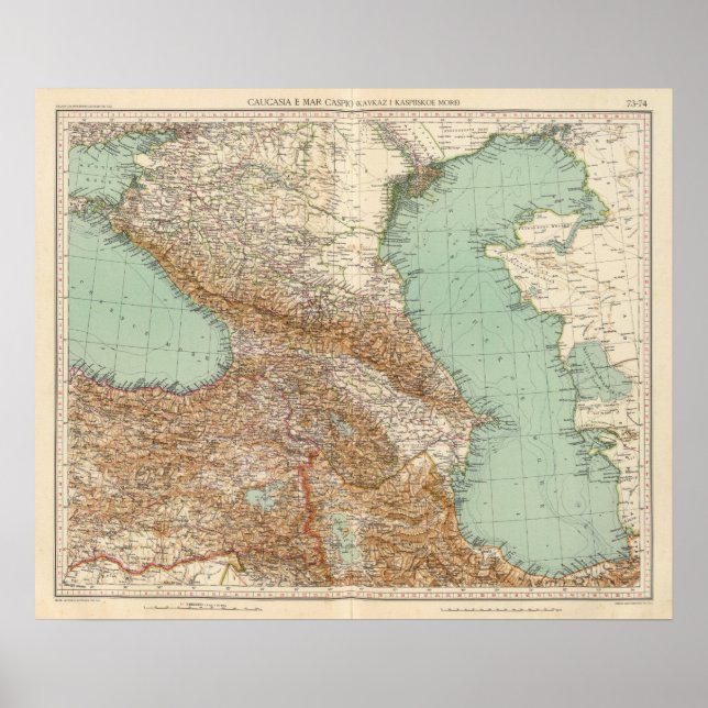 Póster Caucasia 7374, Mar Caspio (Frente)