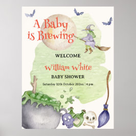 Póster Cauldron bebé de Halloween está preparando signo d