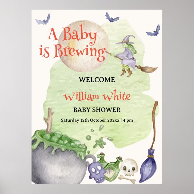 Póster Cauldron bebé de Halloween está preparando signo d (Frente)