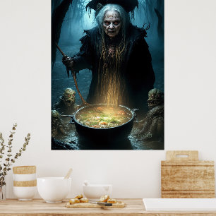 Póster Cauldron De Brujas De Halloween Con Sopa
