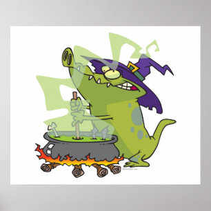 Póster cauldron de cocina de bruja divertida