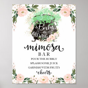 Póster Cauldron Halloween Baby Shower Mimosa Bar Rótulo