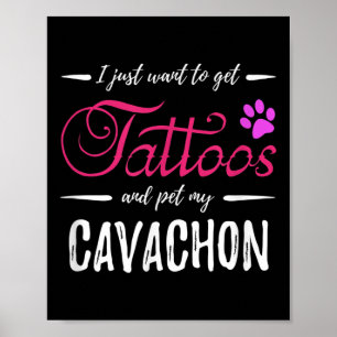 Póster Cavachon Dog Lover Tattoo Divertida Perra Mamá Reg