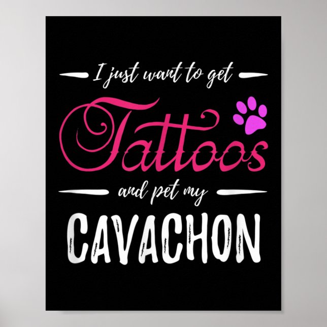 Póster Cavachon Dog Lover Tattoo Divertida Perra Mamá Reg (Frente)