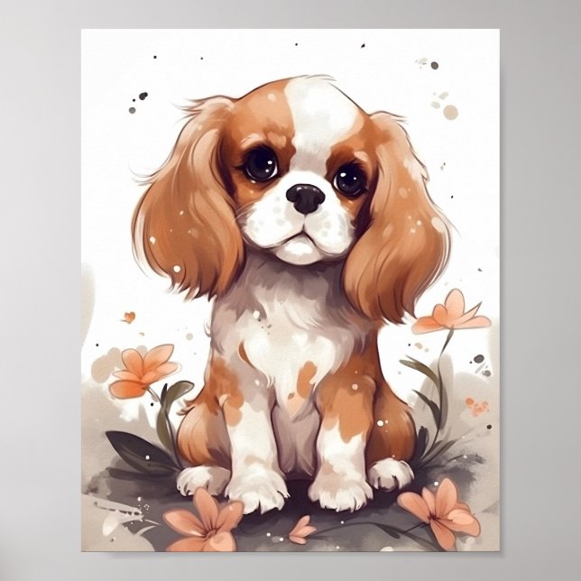 Póster Cavalier Adorable King Charles Spaniel Cute Dog (Frente)