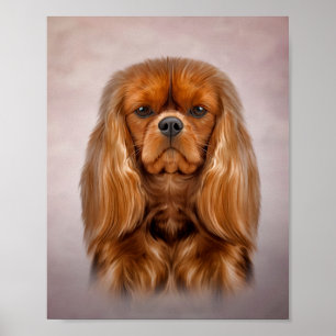 Póster Cavalier de perro dibujante Charles Spaniel