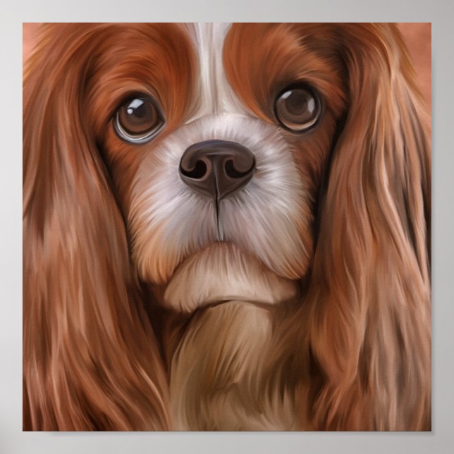 Póster Cavalier de perro dibujante King Charles Spaniel (Frente)