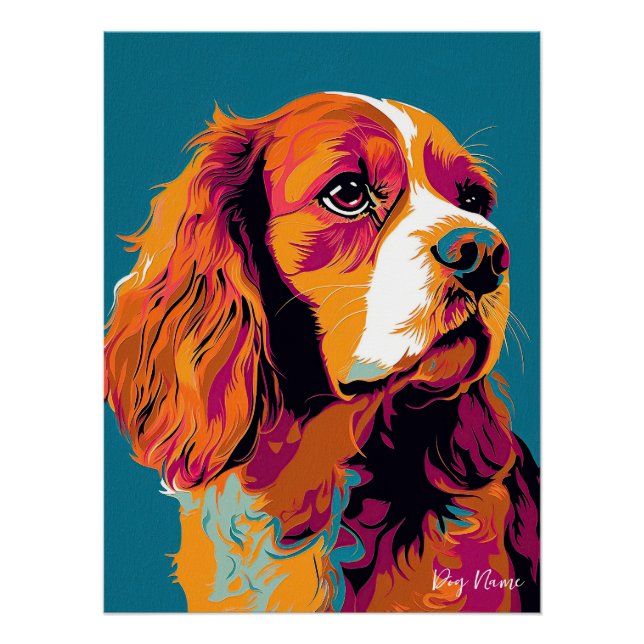 Póster Cavalier King Charles Spaniel 001 - Bruno Pokopen (Anverso)