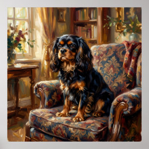 Póster Cavalier King Charles Spaniel Biblioteca Victorian