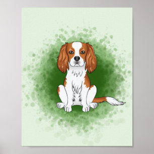 Póster Cavalier King Charles Spaniel Blenheim Sobre Verde