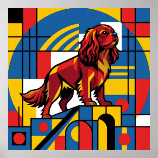 Póster Cavalier King Charles Spaniel cartel De Stijl | Mo
