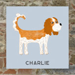 Póster Cavalier King Charles Spaniel Dog Personalizado<br><div class="desc">Cute Blenheim Cavalier King Charles Spaniel diseño de perros para hacer sonreír a los amantes de los animales. Arte original de Nic Squirrell. Cambie el texto a personalizar.</div>