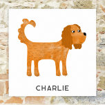 Póster Cavalier King Charles Spaniel Dog Personalizado<br><div class="desc">Cute Ruby Cavalier King Charles Spaniel diseño de perro para hacerte sonreír. Arte original de Nic Squirrell. Cambie el nombre a personalizar.</div>