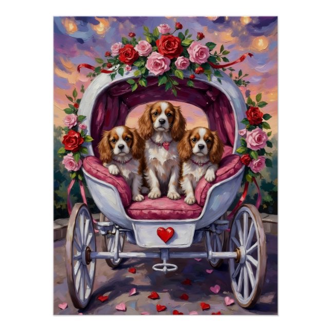 Póster Cavalier King Charles Spaniel Dog Valentine's Day (Anverso)