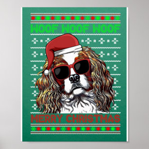 Póster Cavalier King Charles Spaniel Dog Woof Merry Chris