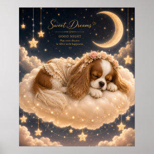 Póster Cavalier King Charles Spaniel durmiendo en Nube Be
