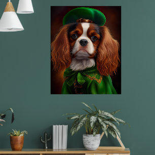 Póster Cavalier King Charles Spaniel en el Día de San Pat
