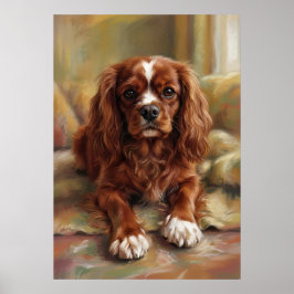 Póster Cavalier King Charles Spaniel Estilo de Pintura al