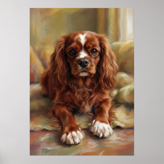 Póster Cavalier King Charles Spaniel Estilo de Pintura al