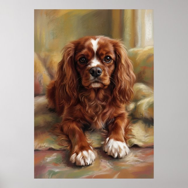 Póster Cavalier King Charles Spaniel Estilo de Pintura al (Frente)